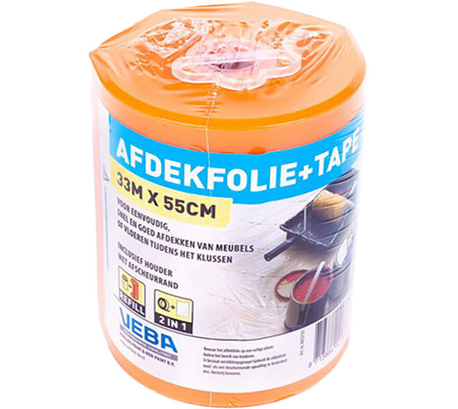 Afdekfolie met tape en dispenser – 55 cm x 33 m